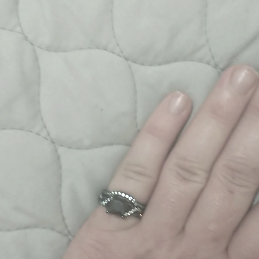 New 6.5 Black Diamond Engagement Ring/Wedding Set